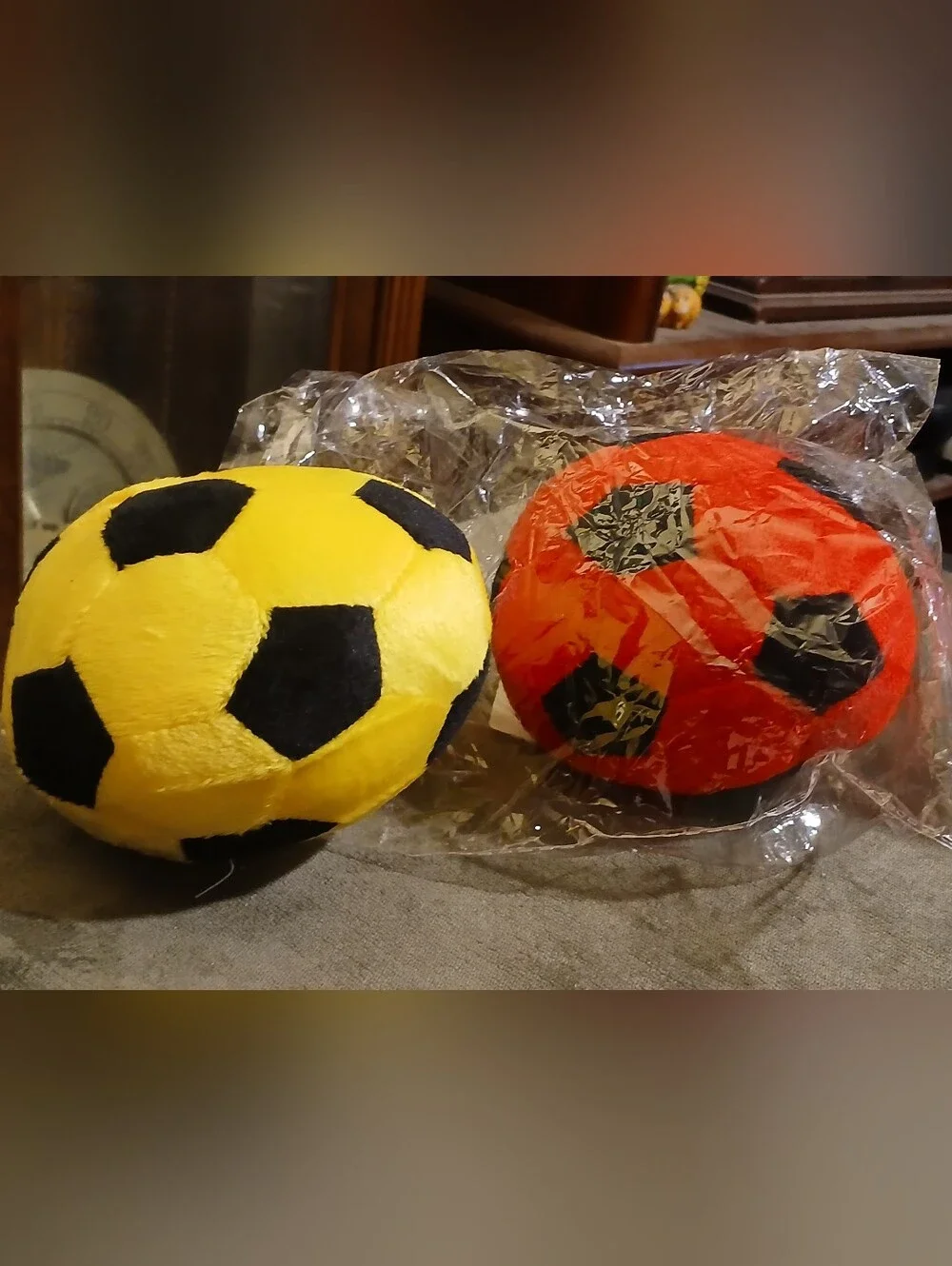 Plush Soccer Balls - Yellow and Red Soft Dogs Toy Set
